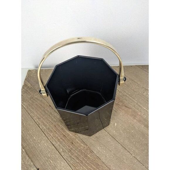 Arcoroc Octime Black ice bucket, Black glass barware, 80s geometric kitchen - Picture 7 of 7